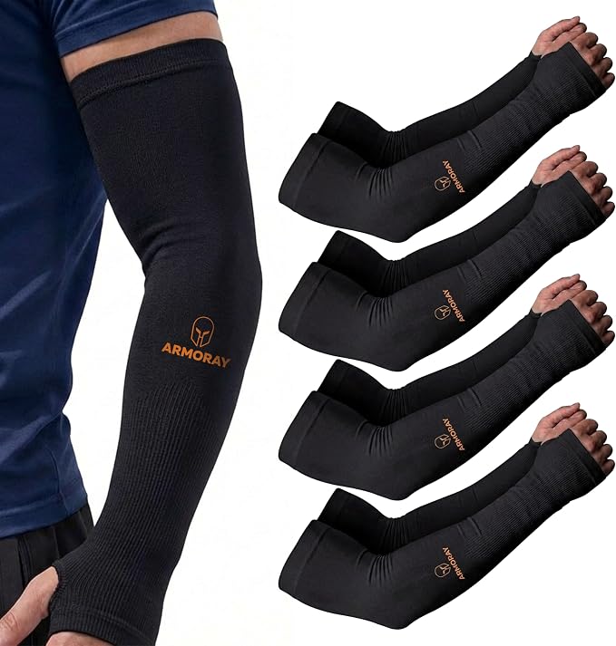 ARMORAY Arm Sleeves for Men and Women - UV Sun Protection Cooling Compression - Tattoo Cover Up Sleeve for Daily Wear & Work