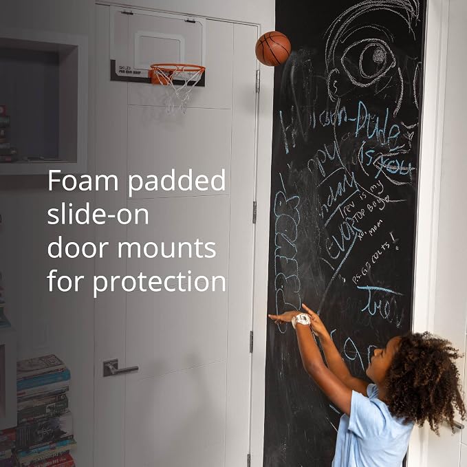 SKLZ Pro Mini Indoor Basketball Hoop with Ball, Over the Door, Shatter-Proof Backboard, Spring-Action Break-Away Steel Rim, Great for Home, Dorm Room, and Office