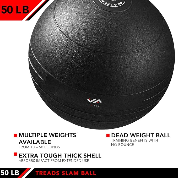 JFIT Slam Ball – Build Strength - Endurance & Power | Superior Grip | Sand-Filled Core | Indoor & Outdoor Use