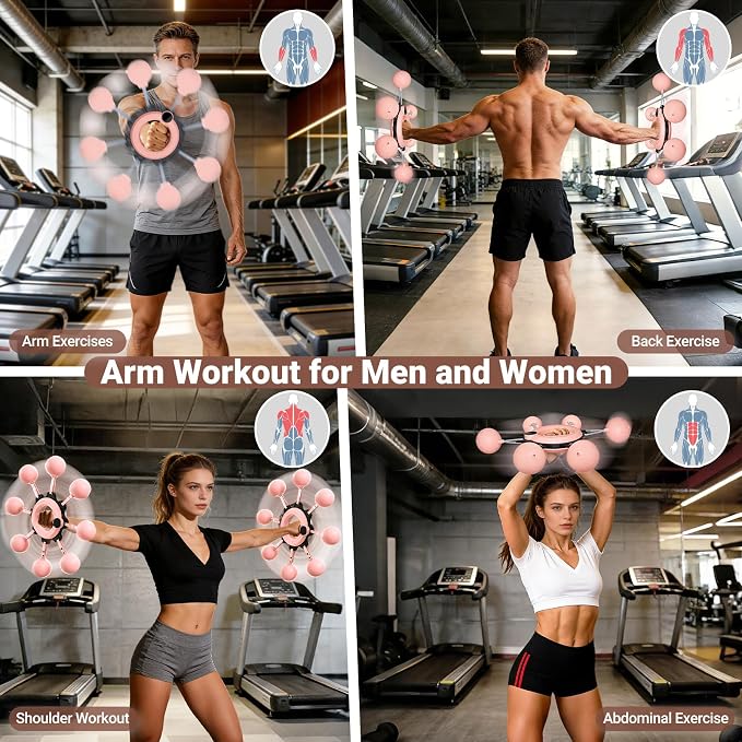 360° Arm Workout Equipment,Rotating Ropeless Battle Ropes for Home Gym, Hand-Crank Arm Trainer for Forearm, Chest, Shoulder,Flabby Arm Exerciser Workouts for Men and Women