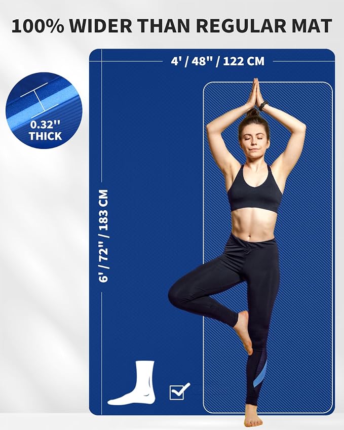 CAMBIVO 72''x48'' Large Yoga Mat, Extra Thick TPE Workout Mat | extra large exercise mat, non-slip TPE cushioning for joint relief, pilates stretching, apartment noise dampening