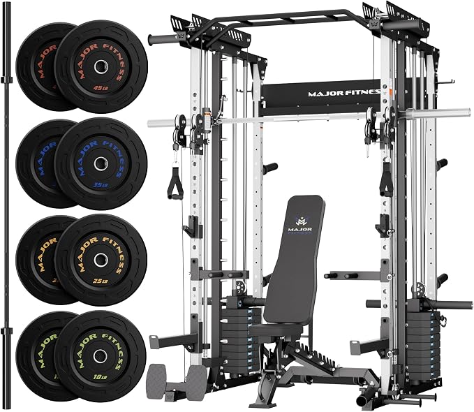 Major Fitness Drone MAX V Smith Machine with Weight Stacks, All-in-One Home Gym Squat Rack--2500LB Capacity, Dual LAT Pull-Down Systems & Cable Crossover Machine, Heavy-Duty Full-Body Workout Machine