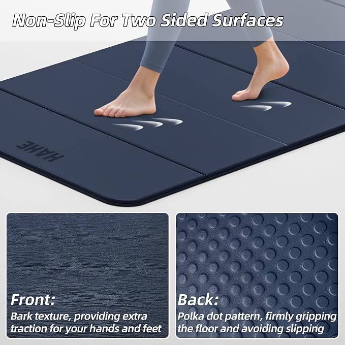 HAHE Foldable Yoga Mat 74"Lx32"Wx1/3"Thick, Folding Exercise Mats | Non-slip Wide Pilates Mats for Home Workout/Travel, Portable Yoga Mat Thick for Yoga/Pilates/Camping/Floor Exercises