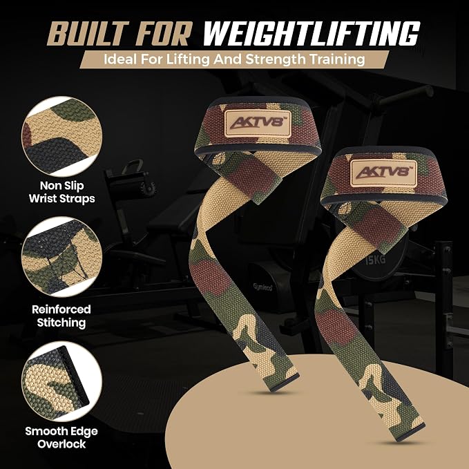 AKTV8 Lifting Straps for Deadlifts, 23 inch 4mm Padded Wrist Straps for Gym | Stronger Grip During Weight Lifting & Powerlifting, Heavy Duty Polyester-Cotton Gym Straps for Pull Ups, Rows & Heavier Lifts