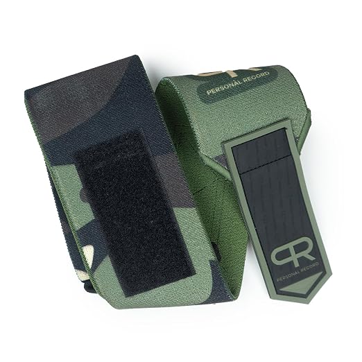 Elbow Wraps for Weightlifting - Heavy Duty Construction, 25% More Elasticity, Reinforced Stitching, Extra Wide Fastener, Easy to Adjust, Green Camo
