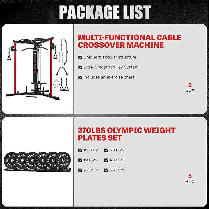 CC01 Cable Crossover Machine with High and Low Pulley System, Functional Trainer with Pull Up Bars and Optional Bundle, Cable Machine for Home Gym Power Workout