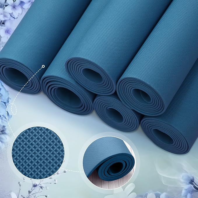 Timgle 6 Pack Yoga Mats Bulk 68 x 24 Inches Non Slip Exercise Yoga Mat 4 mm Thick Anti Slip Tear Resistant Sports Gym for Fitness Stretching Home Workout and Studio