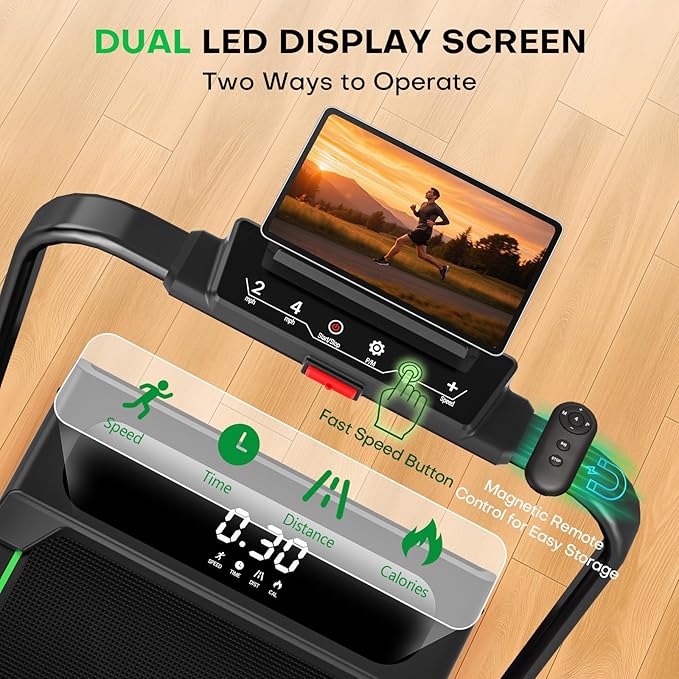 5 in 1 Foldable Treadmill, 7.5 MPH Treadmills for Home with App Compatible, Treadmill with 10% Incline, 3.0HP Brushless Drive, Remote Control and LED Display, 12 HIIT Programs, 400 LBS Capacity
