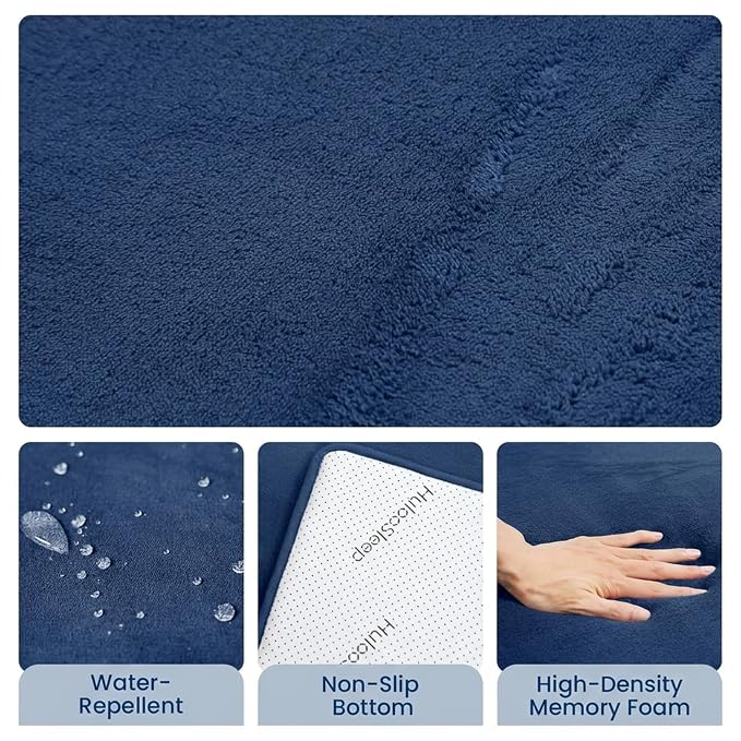 Baby Play Mat for Floor,1.3" Thick Elasti-Foam Large 59"×71" Playpen Mat,Non-Toxic Certified Water-Repellent Coral Velvet, Non-Slip Safe Crawling Mat for Tummy Time, Toddler & Infant(Dark Blue)
