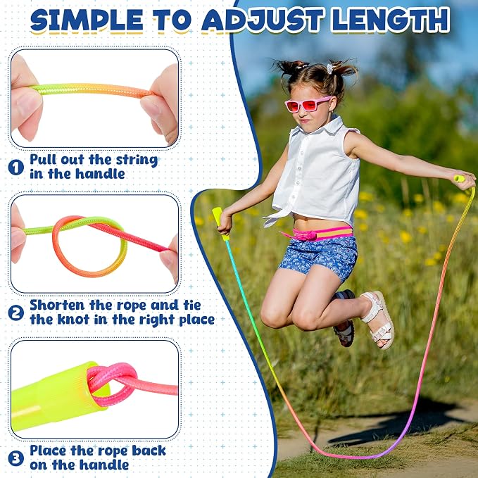 6 Pack Jump Rope for Kids, Adjustable Length Nylon Skipping Ropes for Kids | 7.55 Ft, Gradient Jump Rope, Adjustable Jump Rope, Plastic Handle Rope, Family Games, Outdoor Exercise, Recess Play