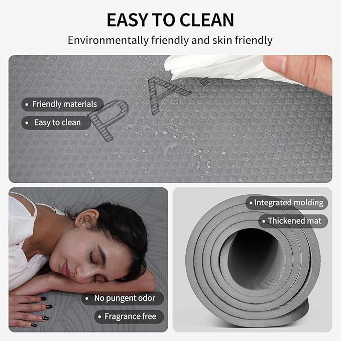PAIDU Large Yoga Mat 72"x36"x10mm Non-Slip Exercise Mat for Home Gym Studio | Extra wide & thick non-slip yoga mat, works on all floors, ideal for stretching, yoga studio, gym and home workouts