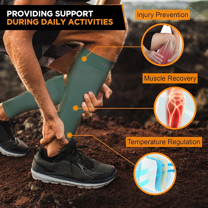 Doc Miller Compression Calf Sleeve for Men & Women, 20-30mmHg | Graduated Support for Running, Shin Splints, Calf Strain, Knee High, Small to 6XL Plus Size