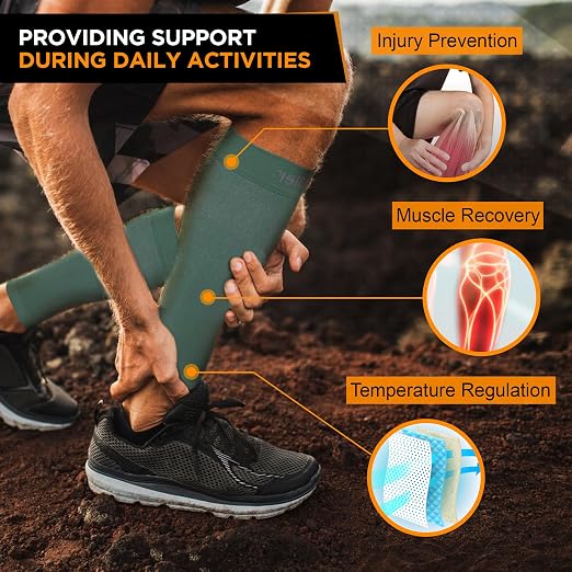 Doc Miller Calf Compression Sleeves 30-40 mmHg for Men & Women, 1 Pair | Knee High, Medical Grade, Footless Compression Socks, Shin Splints, Leg Swelling, Varicose Veins, Wide Calf, Nurses, Recovery