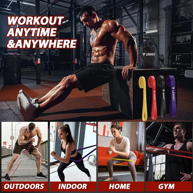 LEEKEY Pull Up Assistance Bands,Muit Levels Resistance Bands for Senior/Adults,Exercise Bands with Door Anchor, Strength Bands for Fitness Training, Physical Therapy,Home Gym Workouts
