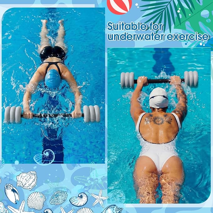 Soulchen Long Aquatic Exercise Dumbbells Pool Exercise Foam Water Weights Dumbbell Aquatic Pool Barbells with High Density EVA Foam for Swim Water Aerobics Workouts Loss