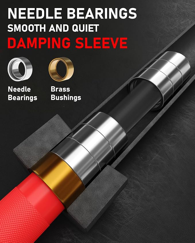 7FT Olympic Barbell, 1500LBS Weight Bar For Weightlifting and Powerlifting | 45lb Olympic Bar with Needle Bearings & Brass Bushings, Strength Training Bar Fit 2" Standard Weights Home Gym