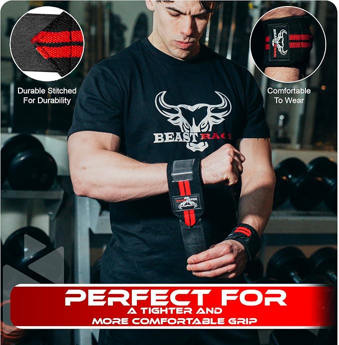 Wrist Wraps for Weightlifting - Adjustable Lifting Straps With Thumb Loop for Enhanced Gym Support, Powerlifting, Bodybuilding and Workout