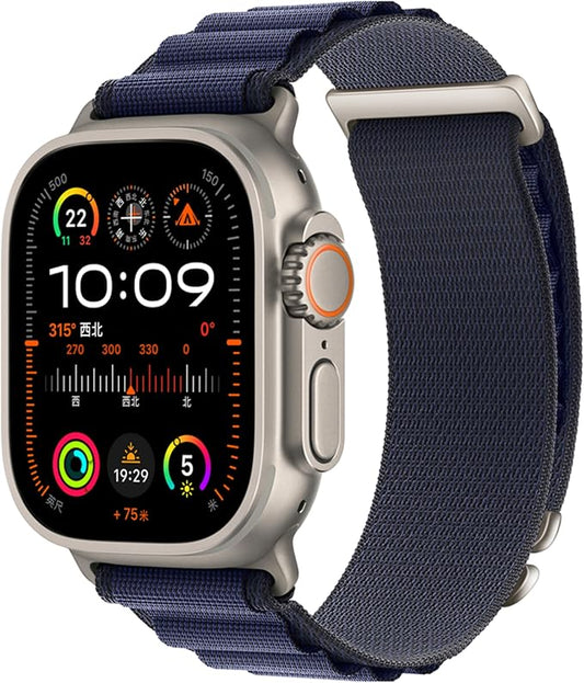 Alpine Nylon Sport Bands Compatible with Apple Watch Ultra Band 49mm 46mm 45mm 44mm 42mm Men Women, Stretch Loop Strap with D-Hook for iWatch Series 10 Ultra SE 9 8 7 6 5 4 3 2 1 (Navy Blue, 49mm/46mm/45mm/44mm/42mm(Series 3))