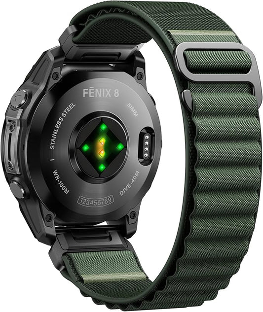 Alpine Loop Nylon Watch Band Compatible with Garmin Fenix 5X / 6X / 7X / 8 51mm, Quickfit 26mm Rugged Watch Bands for Garmin Fenix 8 Pro 51mm / 7X Pro / 6X Pro / 5X Plus, for Fenix 3, Tactix Delta