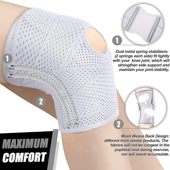 NEENCA Knee Brace for Knee Pain, Compression Knee Support with Air Mesh Fabric, Adjustable Knee Wrap with Side Stabilizers, Ultra-Soft Bandage for Elderly, Meniscus Tear, ACL, Arthritis Relief,Walk