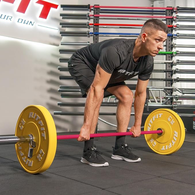 RitFit Elite 7ft Olympic Barbell, Robust 45lb Barbell for Weightlifting and Powerlifting, Superior Olympic Bar with Exceptional 500lbs Load Capacity, Weight Bar for 2” Standard Plates