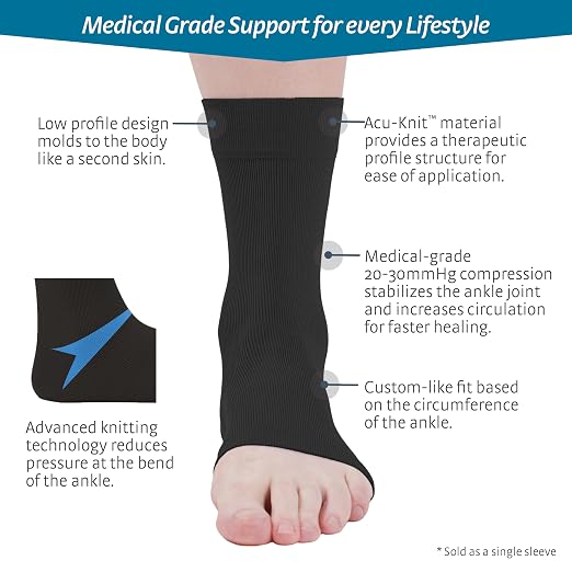 medi Seamless Knit Ankle Support - sprains, rheumatic & osteoarthritis condition Black XXL