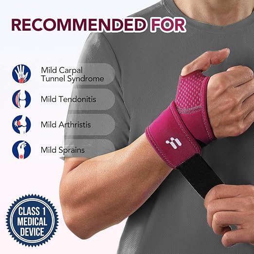 Carpal Tunnel Wrist Brace, Soft Thumb Opening for All-Day Wear & Support | Soft Thumb Design, Moderate Wrist Support, All-day Comfort, Easy Adjustment, Not Restrict Motion, Mild Carpal Tunnel Relief