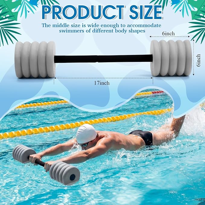 Soulchen Long Aquatic Exercise Dumbbells Pool Exercise Foam Water Weights Dumbbell Aquatic Pool Barbells with High Density EVA Foam for Swim Water Aerobics Workouts Loss