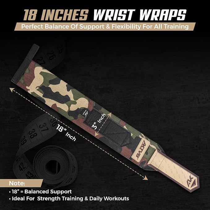 AKTV8 Wrist Wraps for Weightlifting, 18"&24" Heavy Duty Stiff Wrist Support | 3inch Wide Firm Elastic, Reinforced Thumb Loop, Built for Heavy Bench Press, Overhead Press, Powerlifting & Strength Training