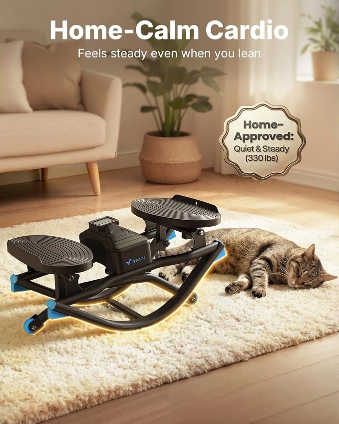 Merach Rocking Steppers for Exercise at Home, 3D Motion Stair Stepper with Resistance Bands for Full Body Workout & Low-Impact Balance Board, 330 LBS Loading Capacity Exercise Equipment