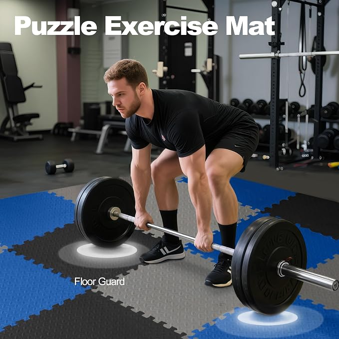 Elevon Puzzle Exercise Gym Flooring Mat, EVA Interlocking Foam Tiles Workout Mat for Home Gym, Fitness Equipment, MMA, Gymnastics, Shock-Absorbing Exercise Mat, Multi-Color