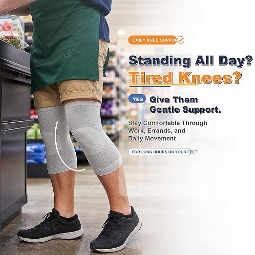 Braventure Bamboo Knee Compression Sleeve 1 Pair For Women & Men, Large | Knee Brace for Arthritis-Related Pain Relief,Soft Breathable Knee Support, Joint Pain Relief, Workout, Stairs, Night Recovery