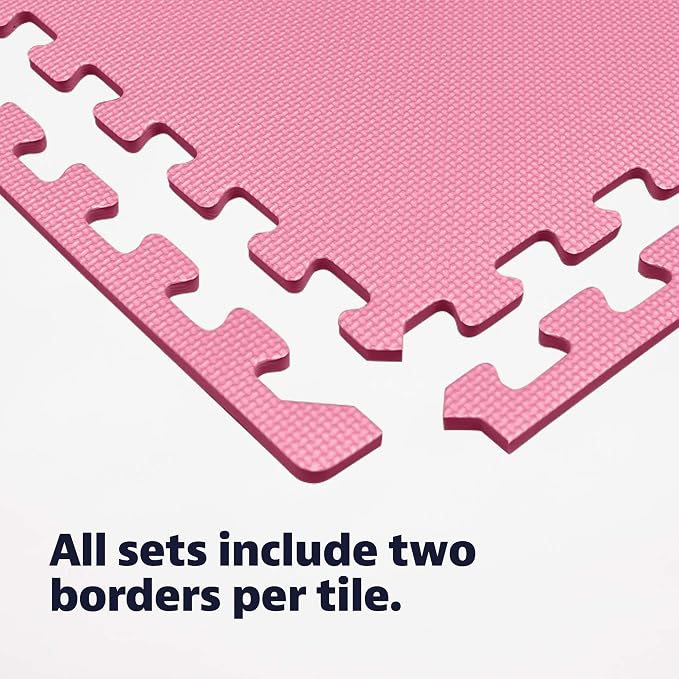 We Sell Mats 1/2 Inch Thickness Multipurpose EVA Foam Floor Tiles, Interlocking Floor Mat for Indoor Gym and Home Use, 24 in x 24 in, Pink, 24 Square Feet (6 Tiles)