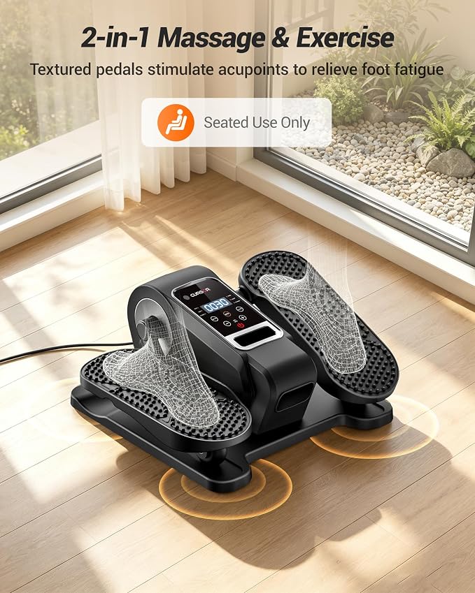 Under Desk Elliptical Machine Seated Pedal Exerciser | Quiet Leg Exerciser While Sitting, Mini Portable Leg Exercise Machine with Remote, Adjustable 12-Speeds, Manual & Auto Mode