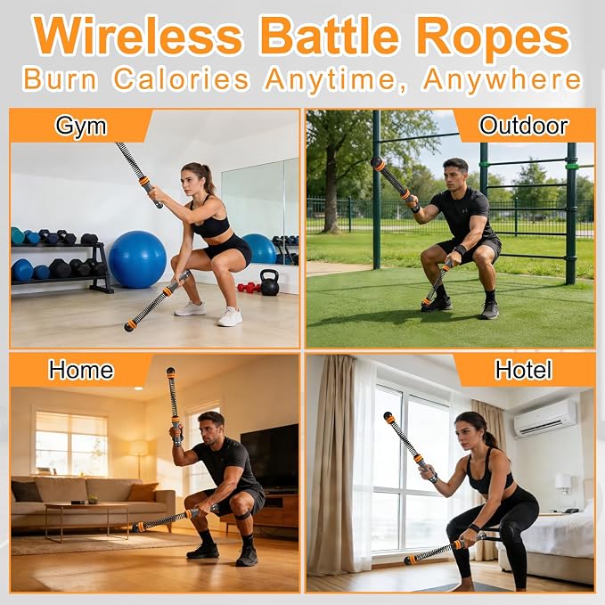 Ropeless Battle Ropes with Adjustable Weights Battle Ropes for Home Gym Exercise, 2PCS Weighted Workout Equipment for Low-Impact, Strength & HIIT, for Men & Women