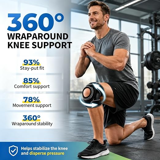 CAMBIVO Knee Brace with Stabilizers, Gel Pad & Open Patella for Men & Women | Open Patella Stabilizer for Arthritis, Meniscus & ACL MCL Relief. Adjustable Compression for Running & Sports Recovery