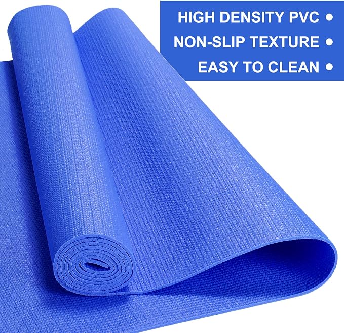 Funtery 3 mm Thin Yoga Mats Bulk, 68 x 24 Inches Lightweight PVC Exercise Mats Non Slip Workout Fitness Pads for Yoga Pilates Stretching Classes Gym Home Studio
