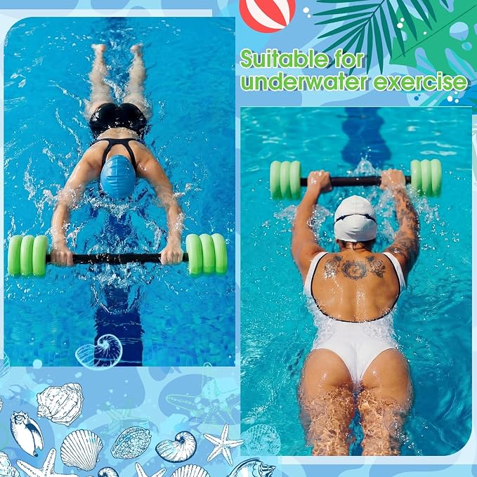 Soulchen Long Aquatic Exercise Dumbbells Pool Exercise Foam Water Weights Dumbbell Aquatic Pool Barbells with High Density EVA Foam for Swim Water Aerobics Workouts Loss