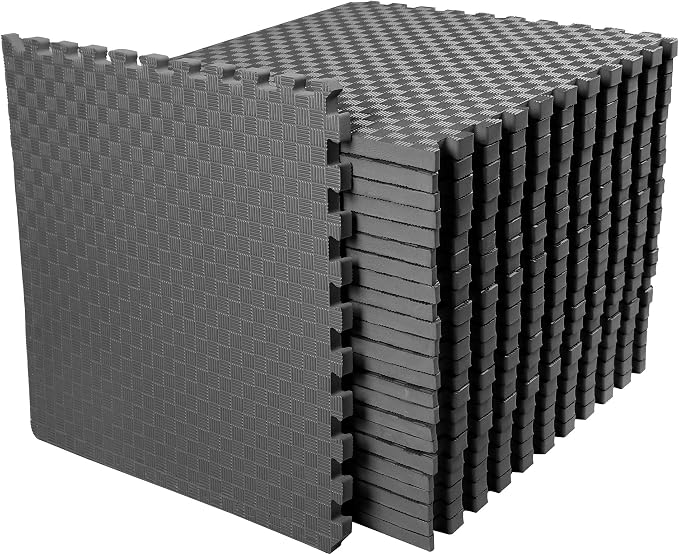 BalanceFrom 1" Extra Thick Puzzle Exercise Mat with EVA Foam Interlocking Tiles for MMA, Exercise, Gymnastics and Home Gym Protective Flooring, 72 Square Feet (Gray) | Home Gym, Mat for Home Workout Equipment, Floor Padding for Kids, Gray, 24 in x 24 i...