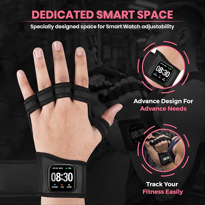 Workout Gloves for Men & Women, Smartwatch Compatible Ventilated Gym Gloves with Wrist Wrap Support, Breathable Weight Lifting Gloves for Fitness with Excellent Grip