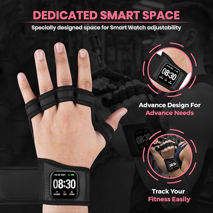 Workout Gloves for Men & Women, Smartwatch Compatible Ventilated Gym Gloves with Wrist Wrap Support, Breathable Weight Lifting Gloves for Fitness with Excellent Grip