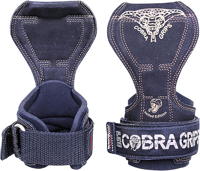 Cobra Grips Weight Lifting Gloves with Adjustable Neoprene Padded Wrist Wraps - Heavy Duty Alternative to Power Lifting Hooks for Deadlifts