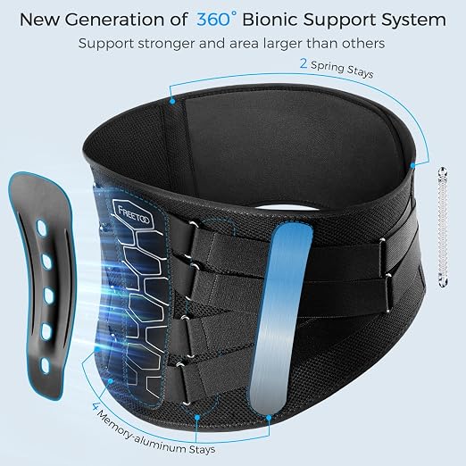 FREETOO Back Braces for Lower Back Pain Relief with Pulley System,Lumbar Support Belt for Men & Women with Lumbar Pad, Ergonomic Design and Soft Breathable 3D Knit Material,for Herniated Disc,Sciatica | 3D Knitted Fabric,Metal Plate,Lumbar Pad, Herniat...