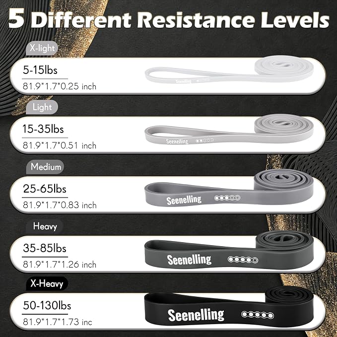 Seenelling Resistance Bands for Exercise Working Out, Pull-Up Assistance Full-Body Training Bands for Women Men Home Workouts, Physical Strength Training