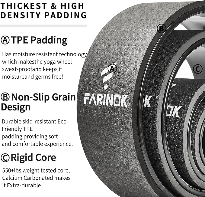 Yoga Wheel for Back Pain Relief, Back Roller Wheel with Extra Cushion | Wider & Thickest Foam, Stretches and Strengthens Core Muscles