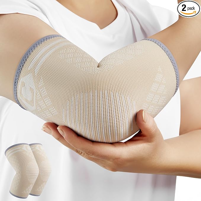 CAMBIVO 2 Pack Elbow Brace Compression Sleeve, Tennis & Golfer's Elbow | Breathable 3D Knit, Moisture-Wicking, No Straps or Velcro, Epicondylitis, Tendonitis & Arthritis Relief, All-Day Wear