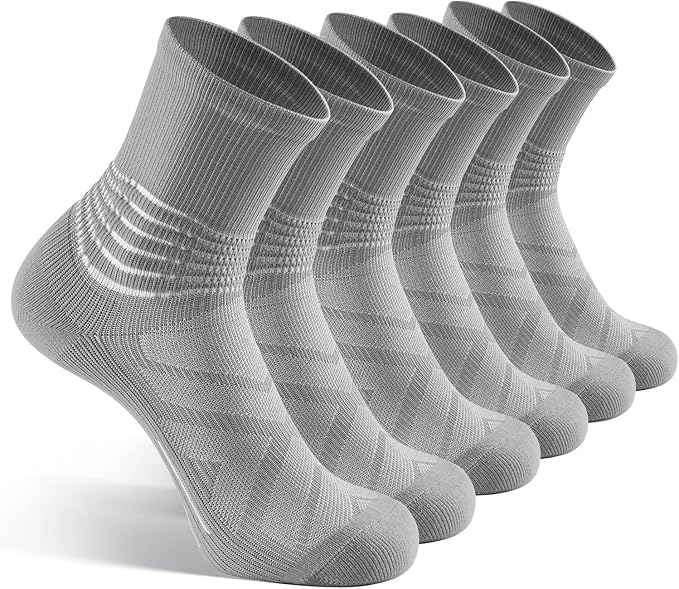 IRAMY Compression Ankle Support Crew Socks Men Women Wicking Plantar Fasciitis Relief Running Hiking Socks 3 Pairs