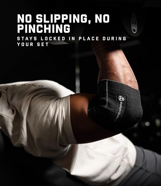 Gymreapers Elbow Compression Cuff for Weightlifting, Powerlifting – Support & Relief for Tendonitis, Stability, Tennis Elbow, Strength Training & Injury Recovery (Black, 9")