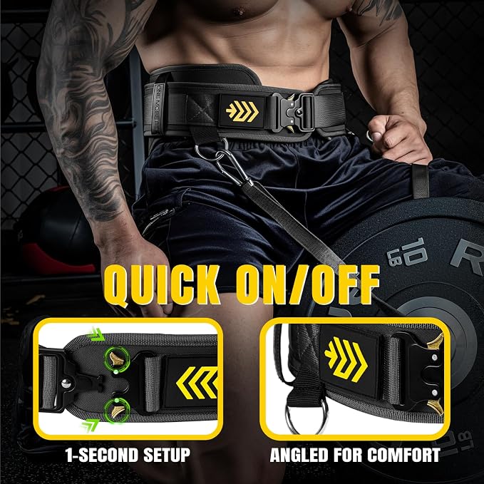 MANUEKLEAR 2-in-1 Weightlifting Belt & Dip Belt with 36.7 IN Rope, Double-Layer Weight Lifting Belts, Powerlifting Gym Weighted Belt for Pull Up Squat