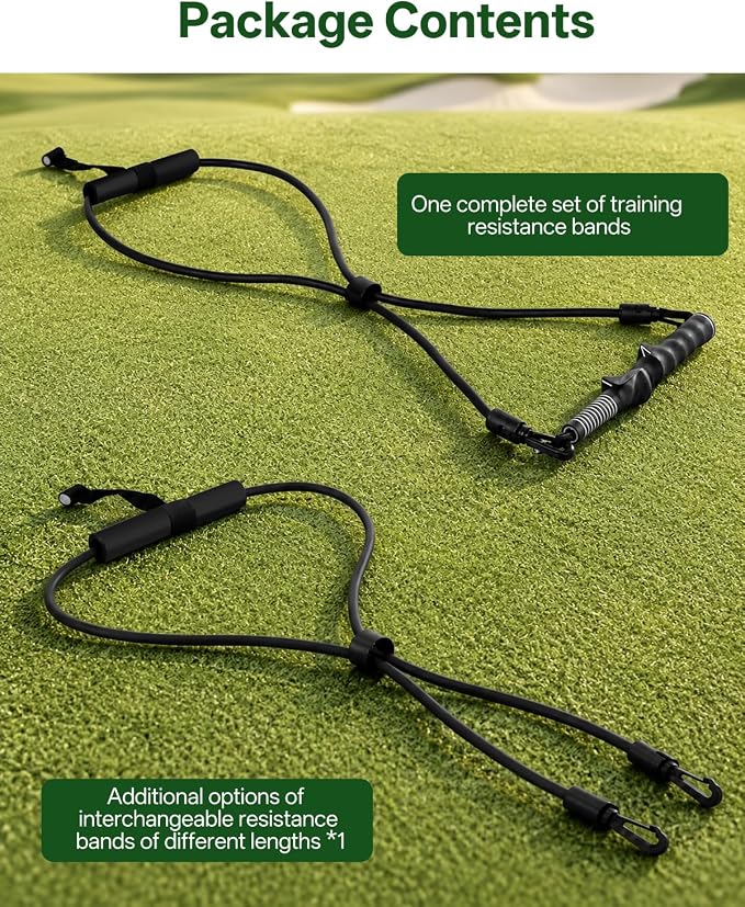 BoomBa Golf Swing Resistance Band Trainer, Golf Warm-Up and Strength Training Aid with Grip Handle, Swing Path Muscle Memory Practice Tool for Core, Wrist and Arm Exercises, Right Hand Only